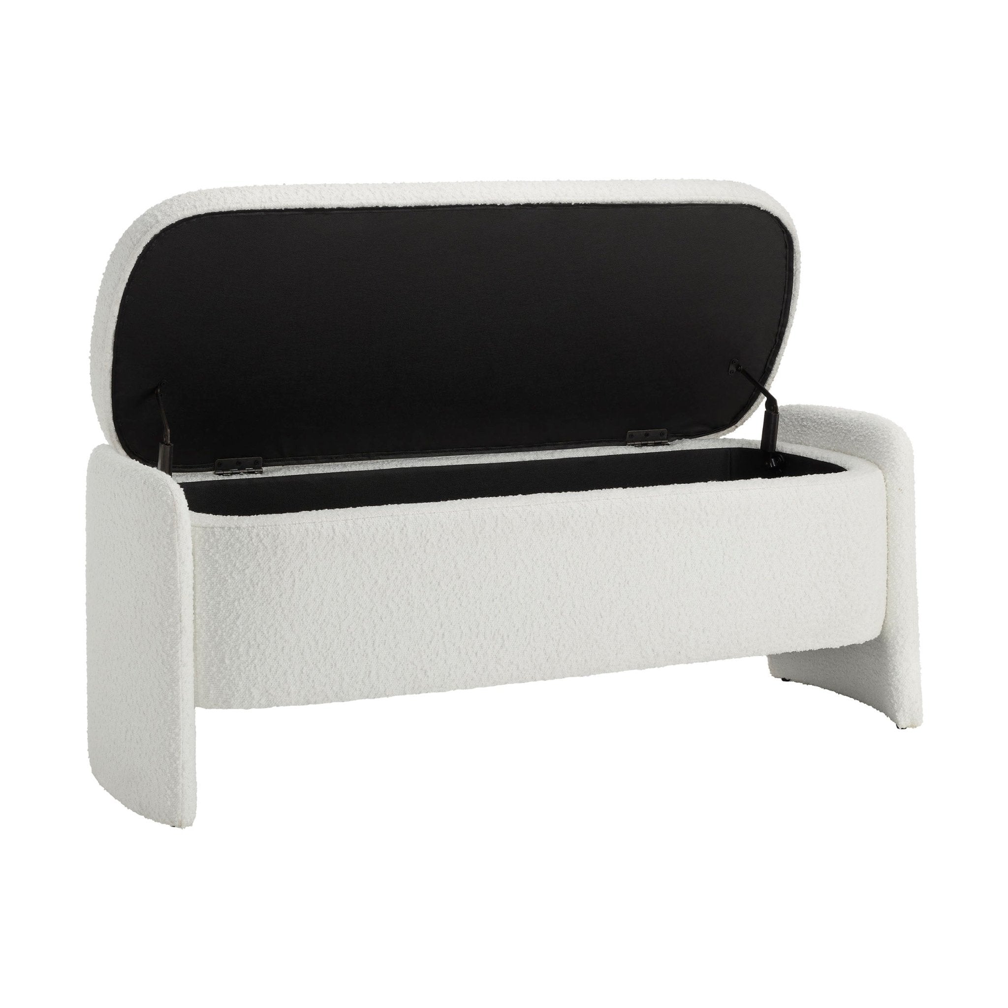 Didsbury Boucle Curved Storage Bench - Off White