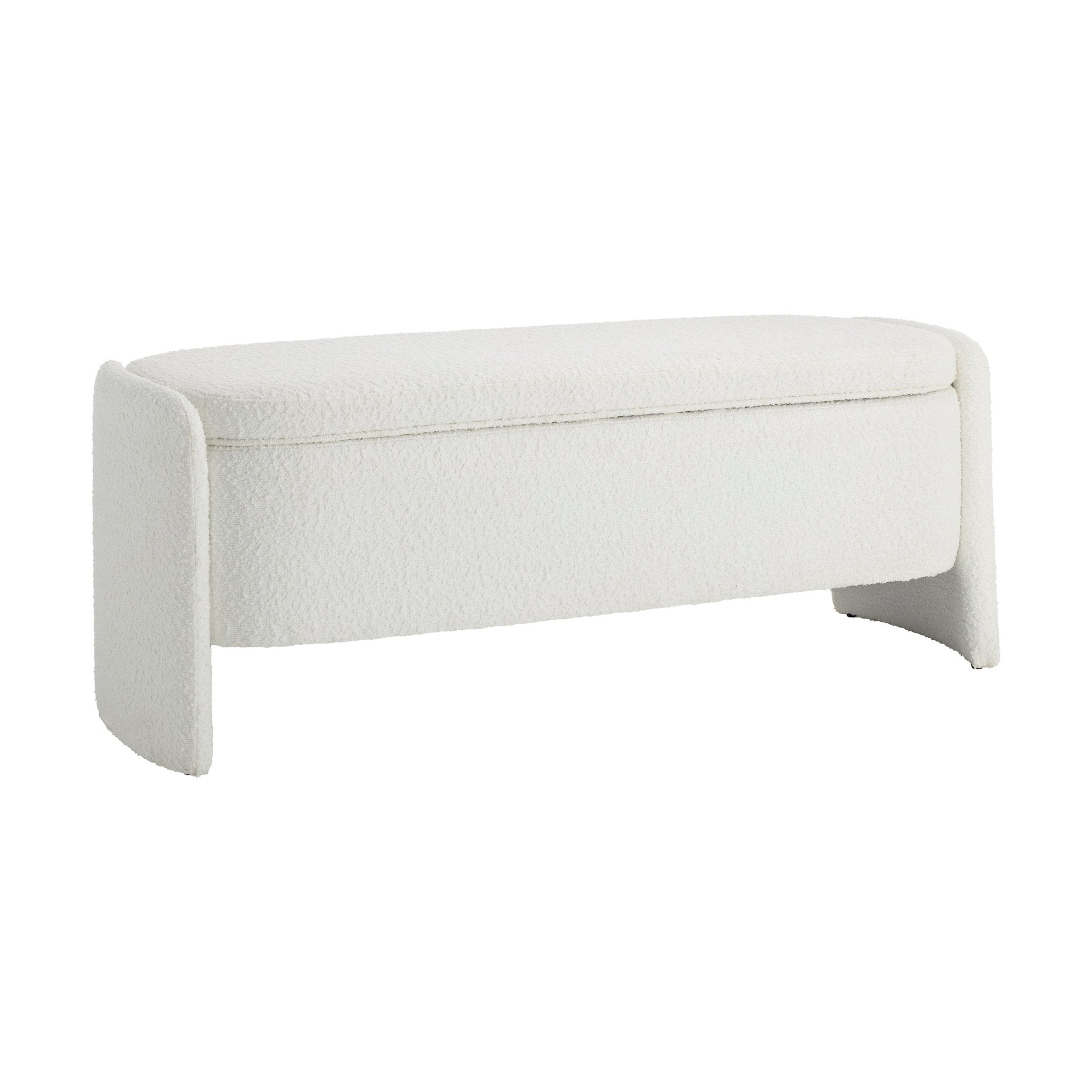 Didsbury Boucle Curved Storage Bench - Off White
