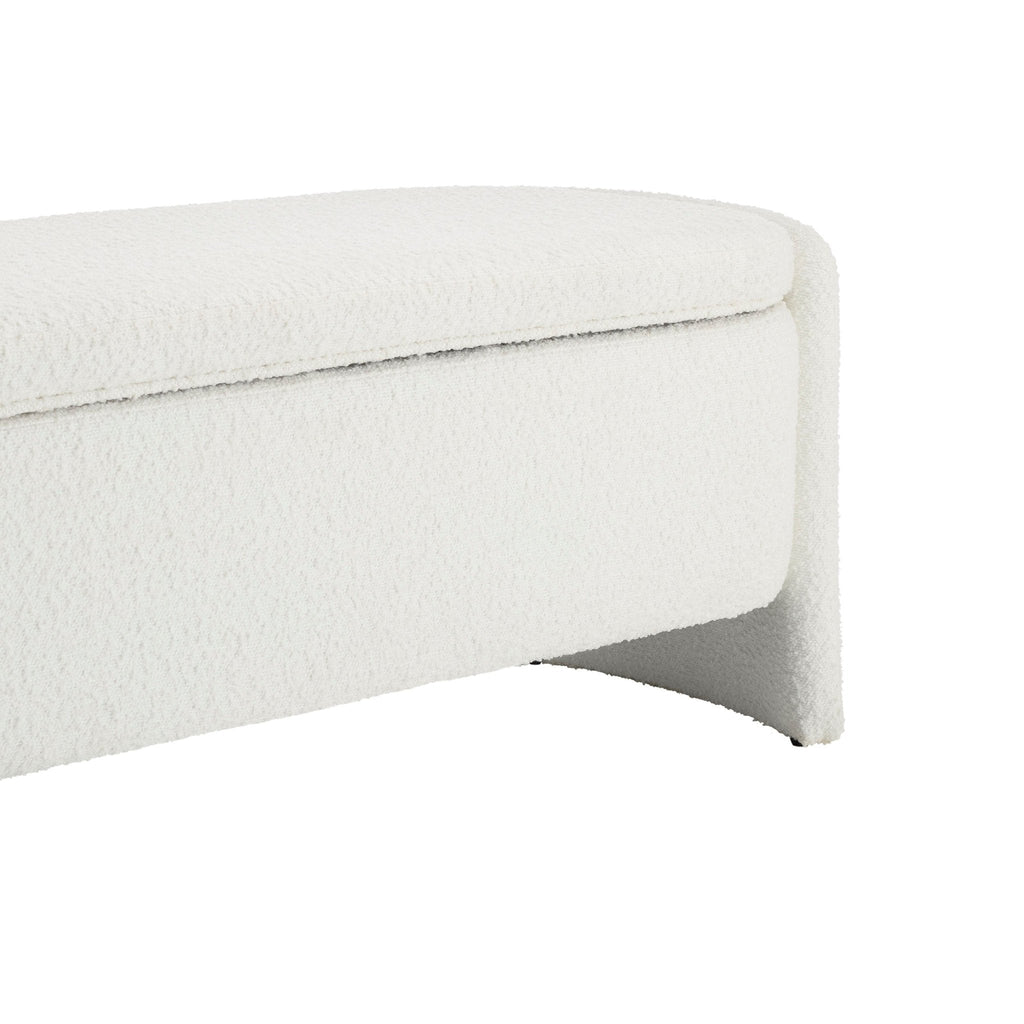 Didsbury Boucle Curved Storage Bench - Off White