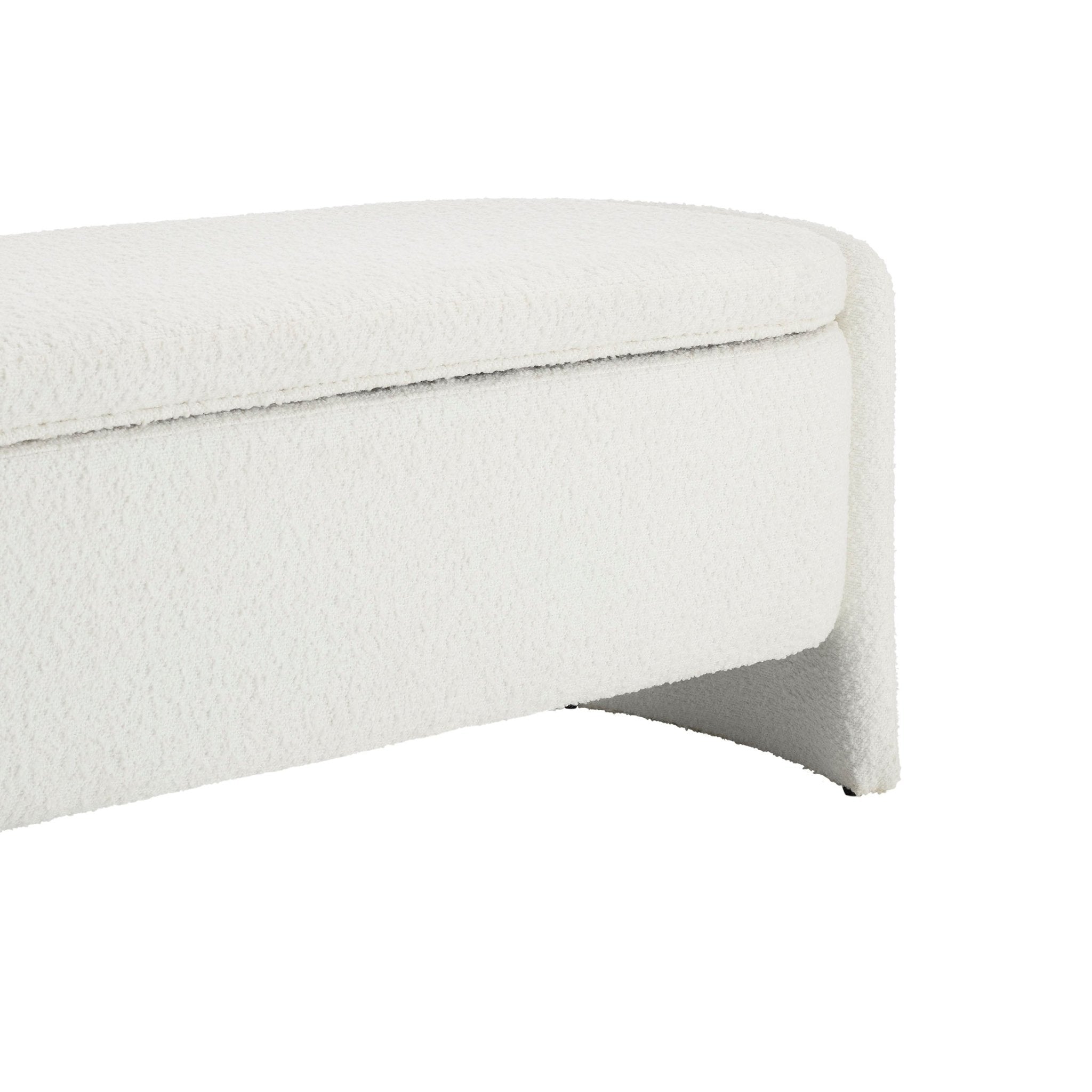 Didsbury Boucle Curved Storage Bench - Off White