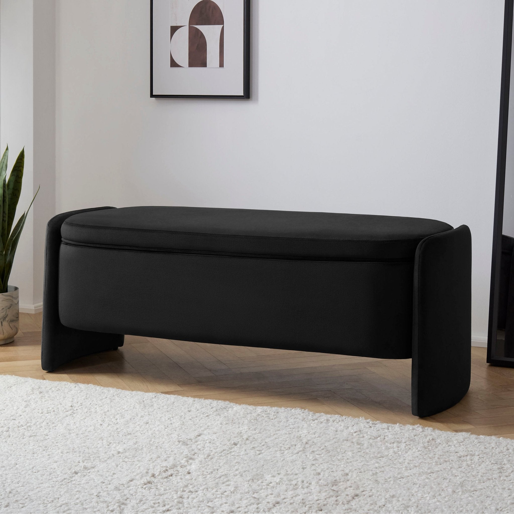 Didsbury Curved Storage Bench - Ink