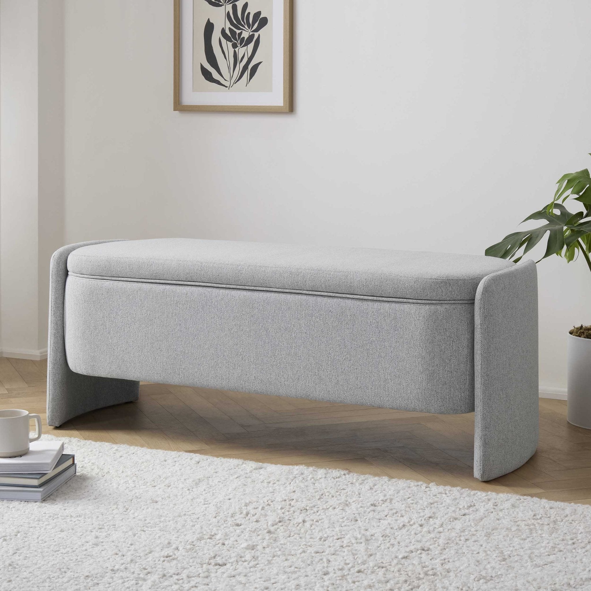 Didsbury Curved Storage Bench - Light Grey