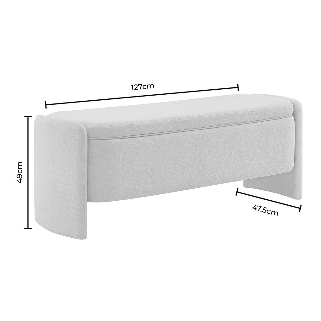 Didsbury Boucle Curved Storage Bench - Off White