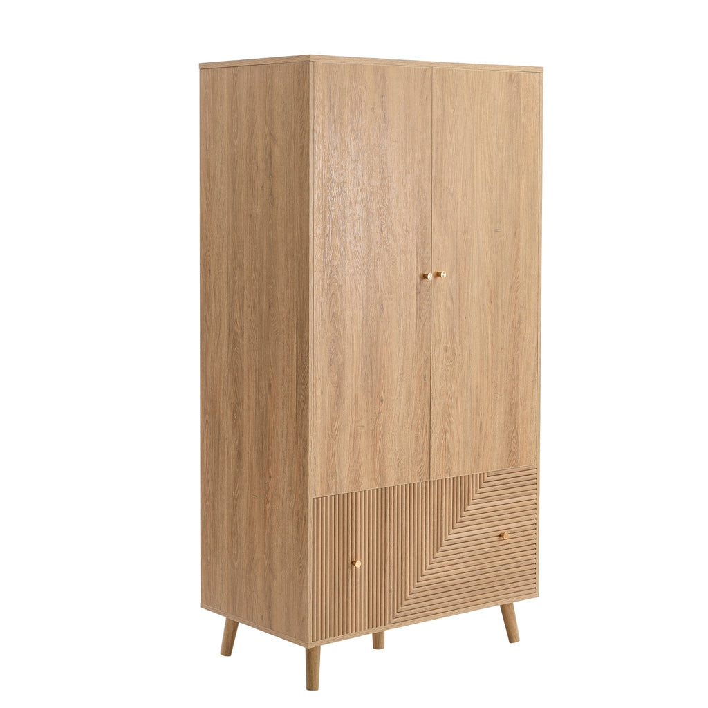 Dora 2 Door Wardrobe with Drawer - Light Wood