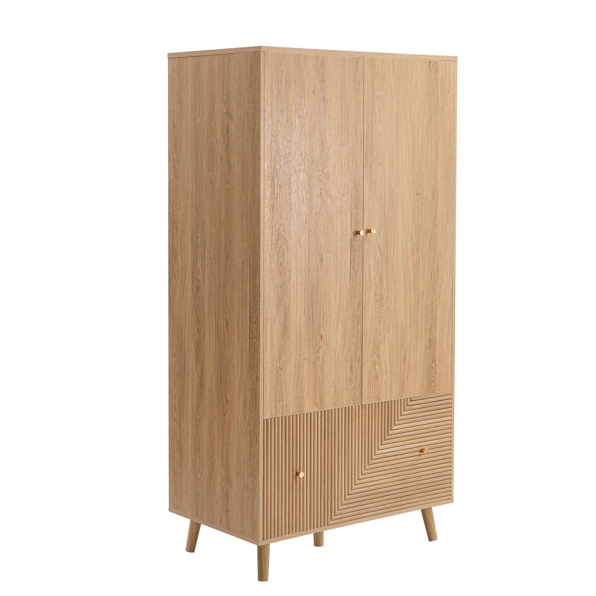 Dora 2 Door Wardrobe with Drawer - Light Wood