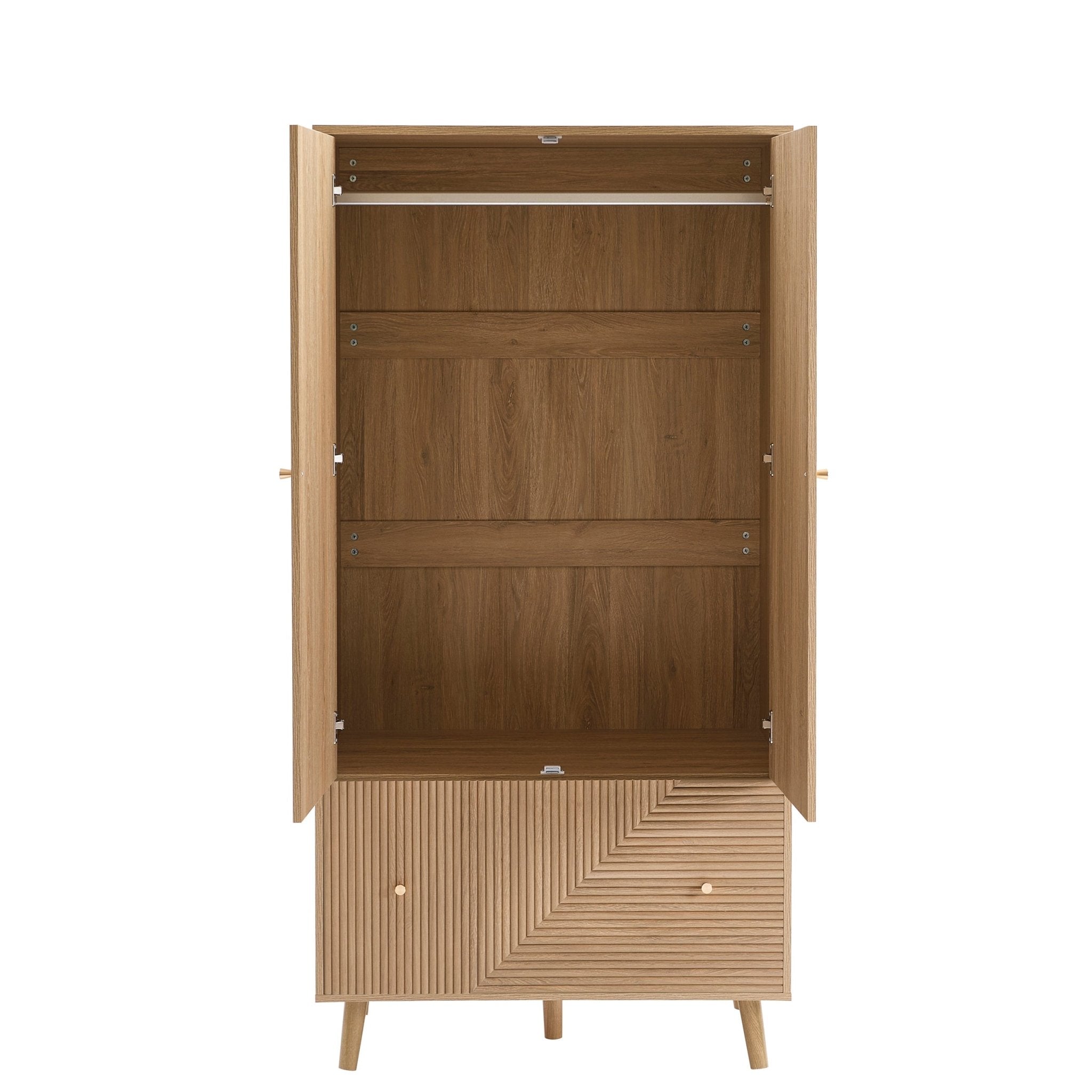 Dora 2 Door Wardrobe with Drawer - Light Wood