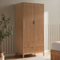 Elena Ash 2 Door Wardrobe with Drawers - Light Wood