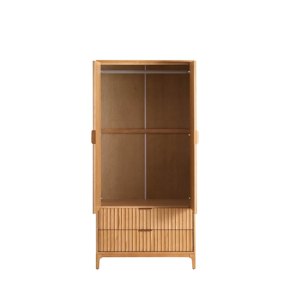 Elena Ash 2 Door Wardrobe with Drawers - Light Wood