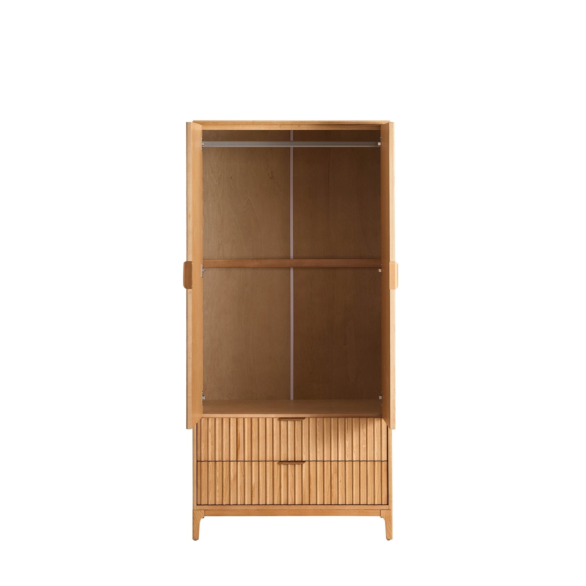 Elena Ash 2 Door Wardrobe with Drawers - Light Wood