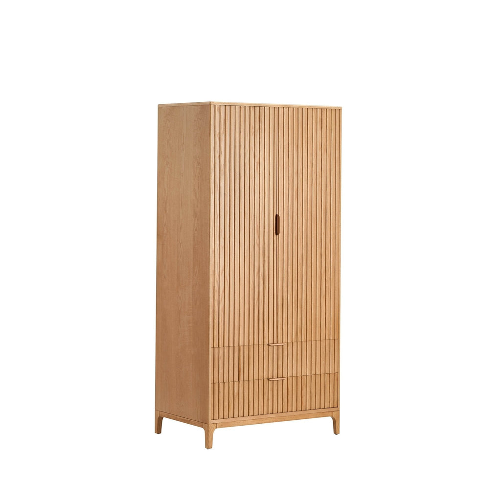 Elena Ash 2 Door Wardrobe with Drawers - Light Wood