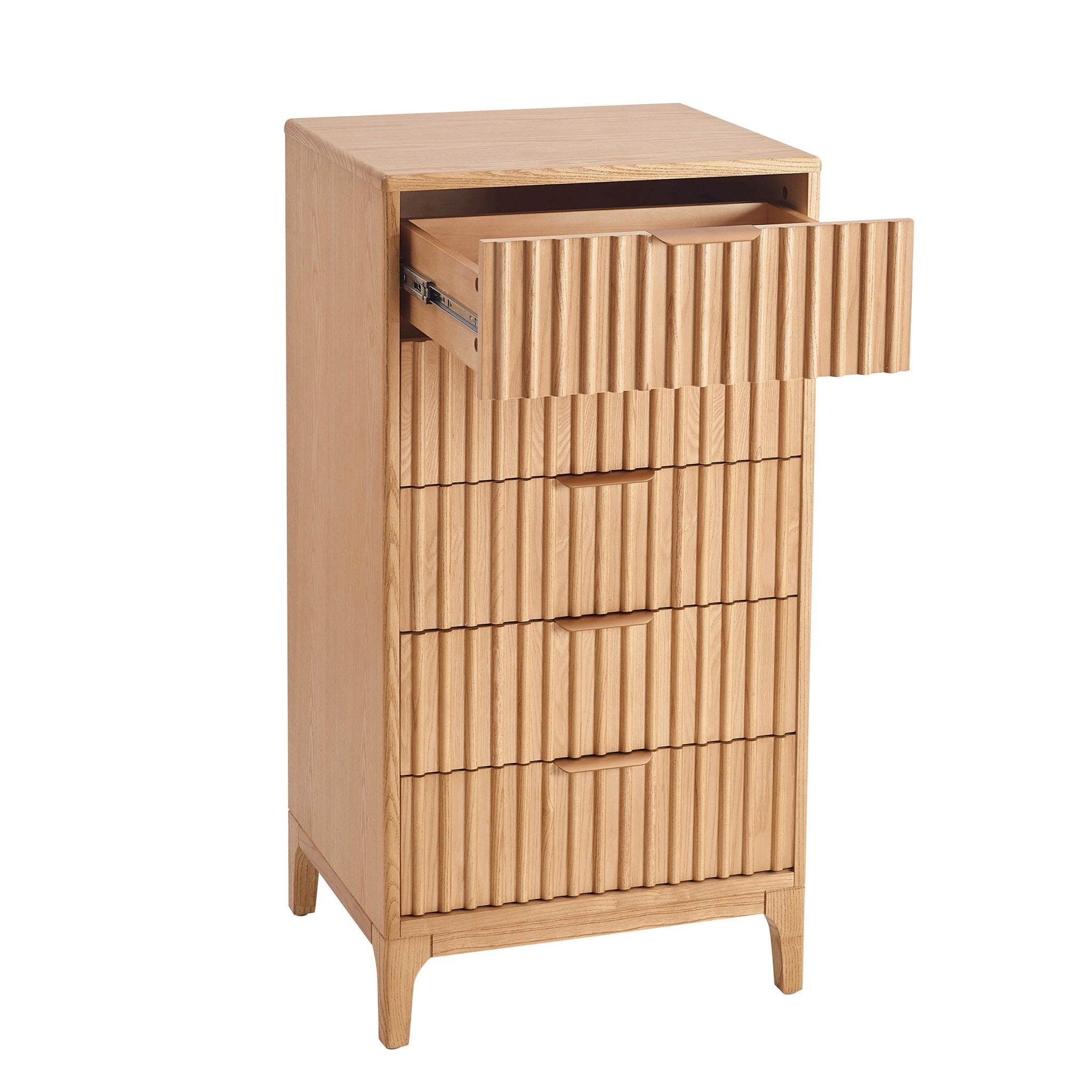 Elena Ash Slim 5 Drawer Chest - Light Wood