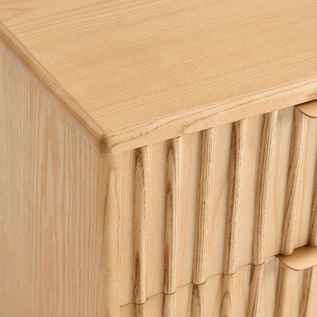 Elena Ash 2 Drawer Bedside Table - Light Wood