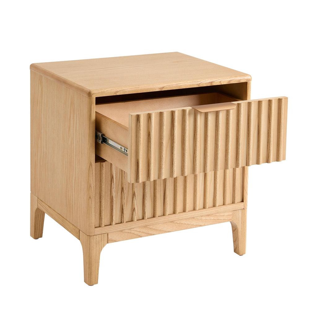 Elena Ash 2 Drawer Bedside Table - Light Wood