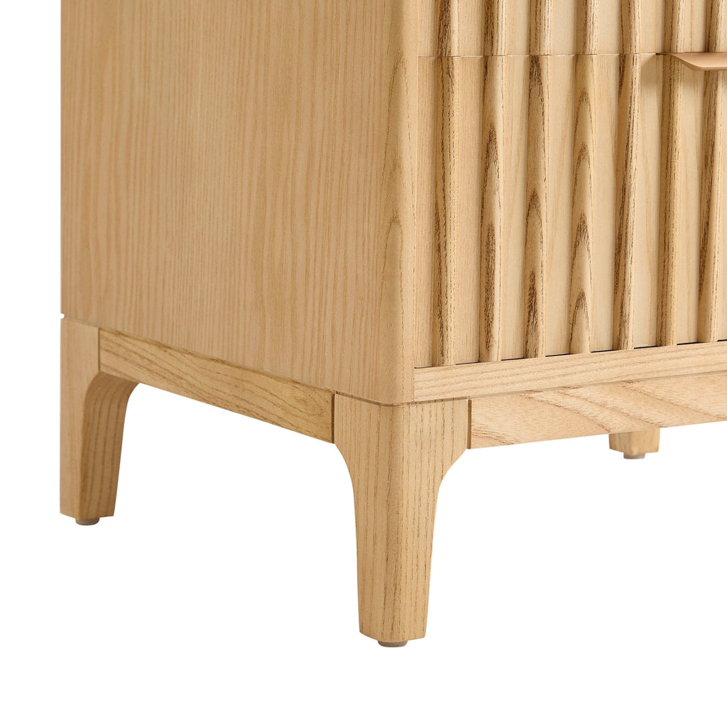 Elena Ash 2 Drawer Bedside Table - Light Wood