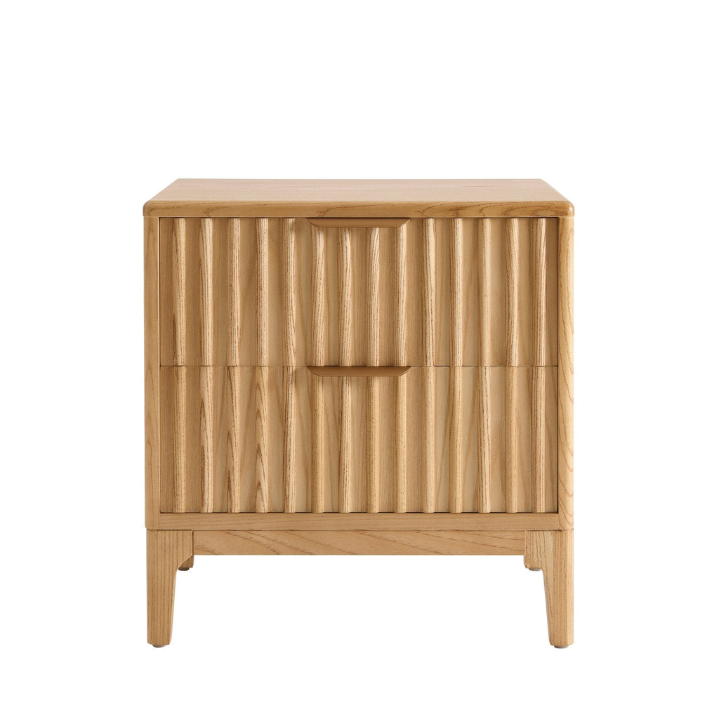 Elena Ash 2 Drawer Bedside Table - Light Wood