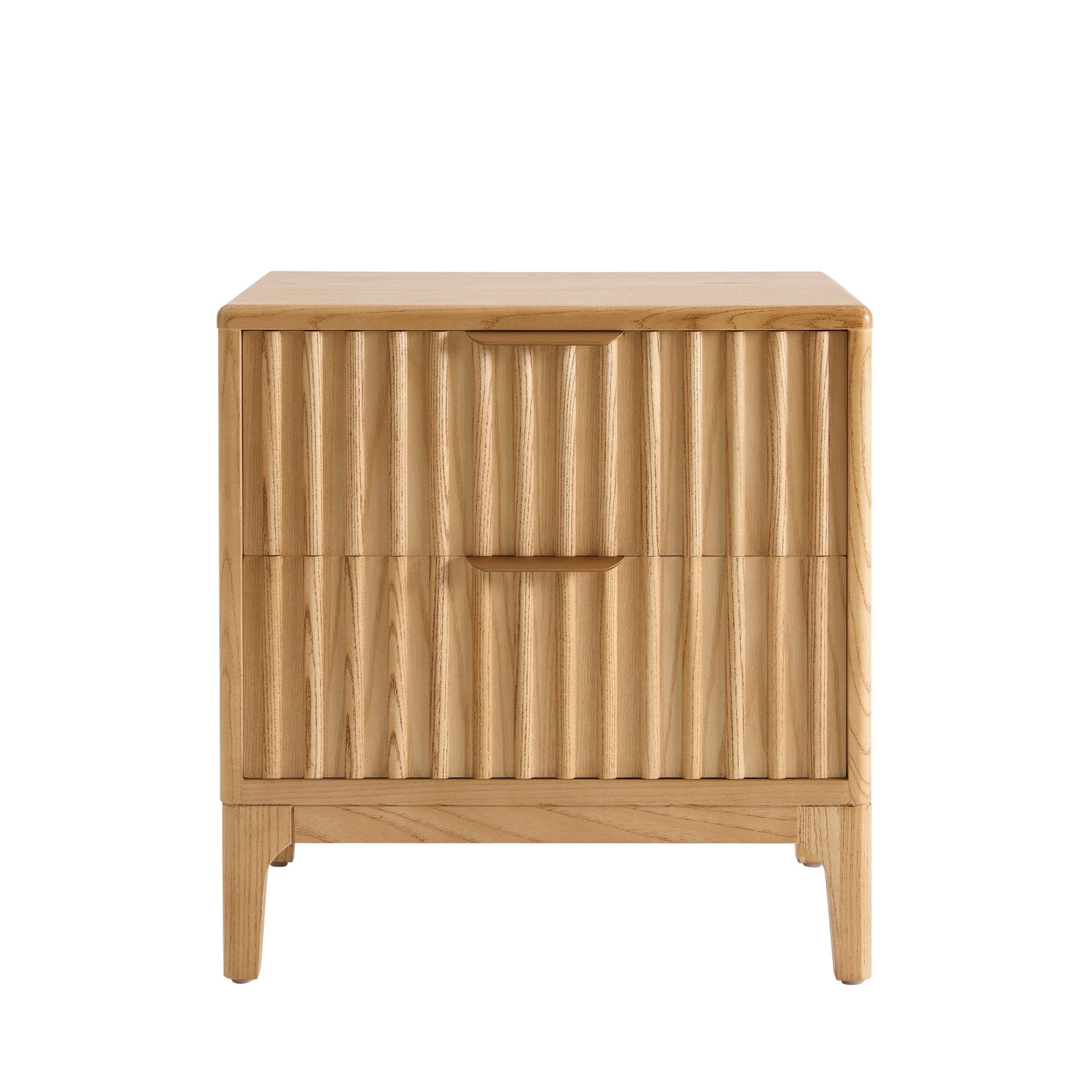 Elena Ash 2 Drawer Bedside Table - Light Wood