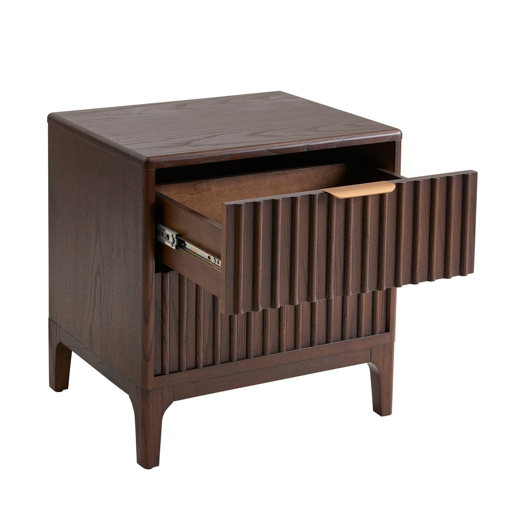 Elena Ash 2 Drawer Bedside Table - Walnut