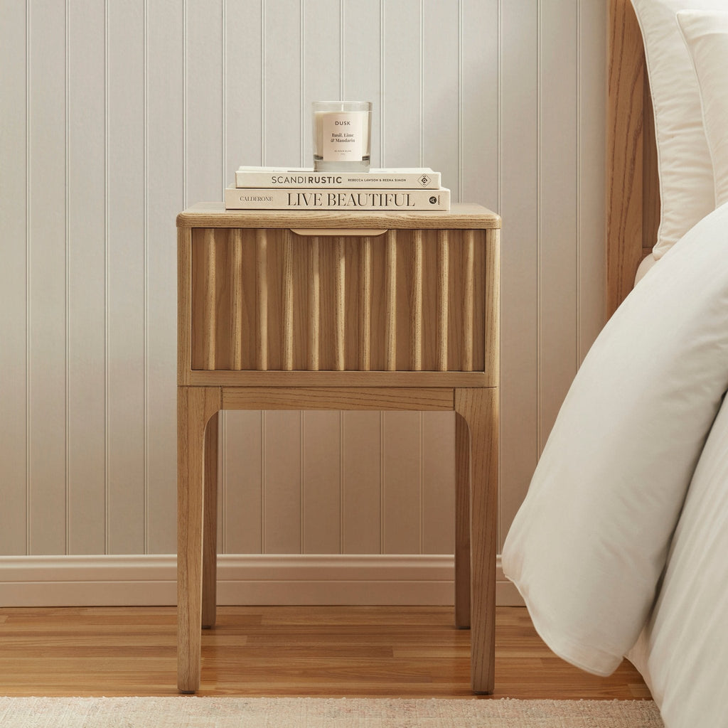Elena Ash 1 Drawer Nightstand - Light Wood