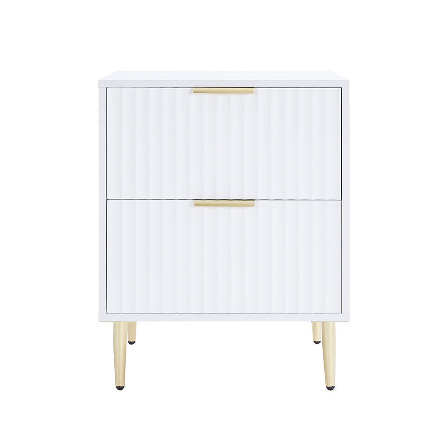 Evie 2 Drawer Bedside Table - Warm White