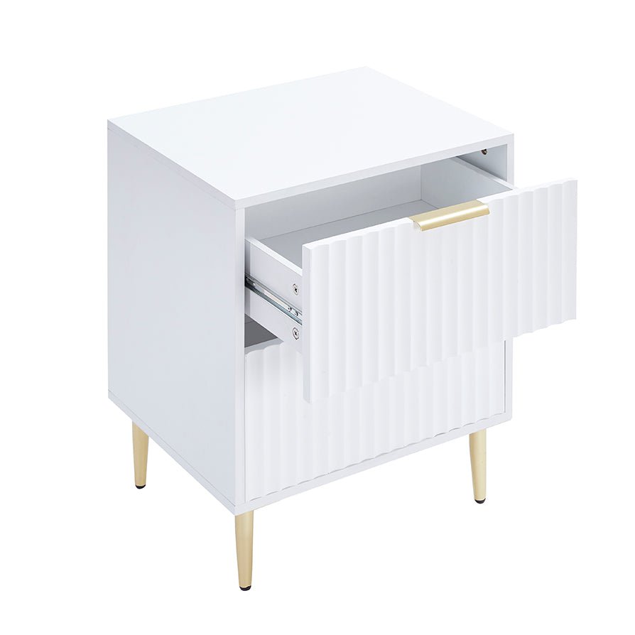 Evie 2 Drawer Bedside Table - Warm White