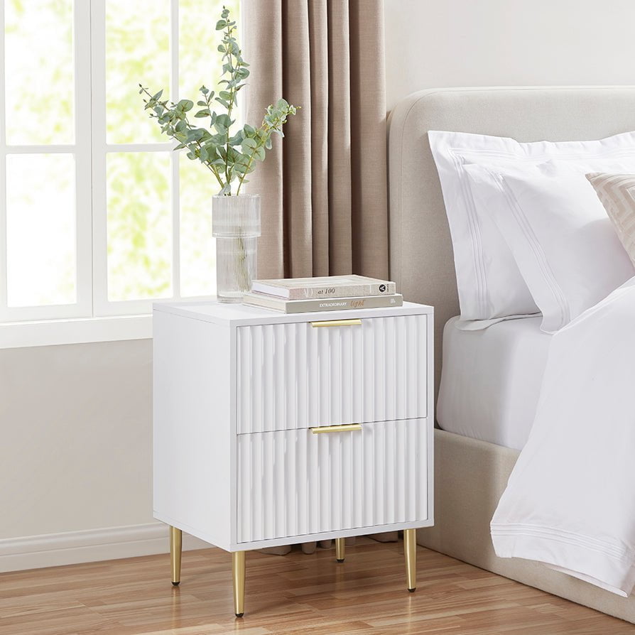 Evie 2 Drawer Bedside Table - Warm White