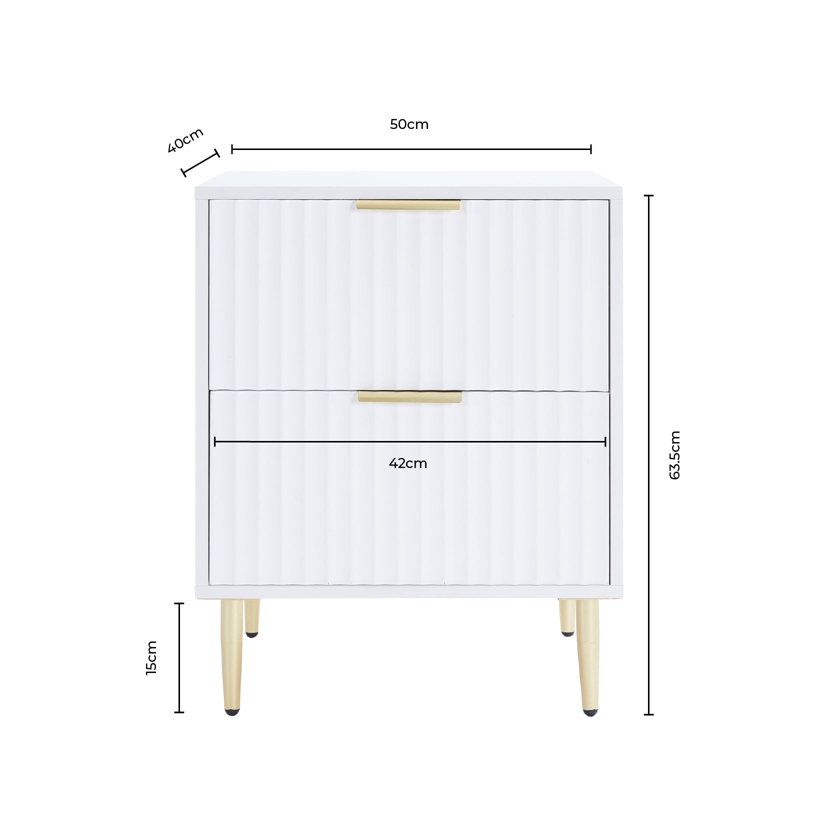 Evie 2 Drawer Bedside Table - Warm White