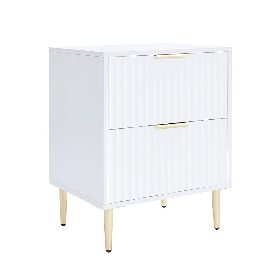 Evie 2 Drawer Bedside Table - Warm White