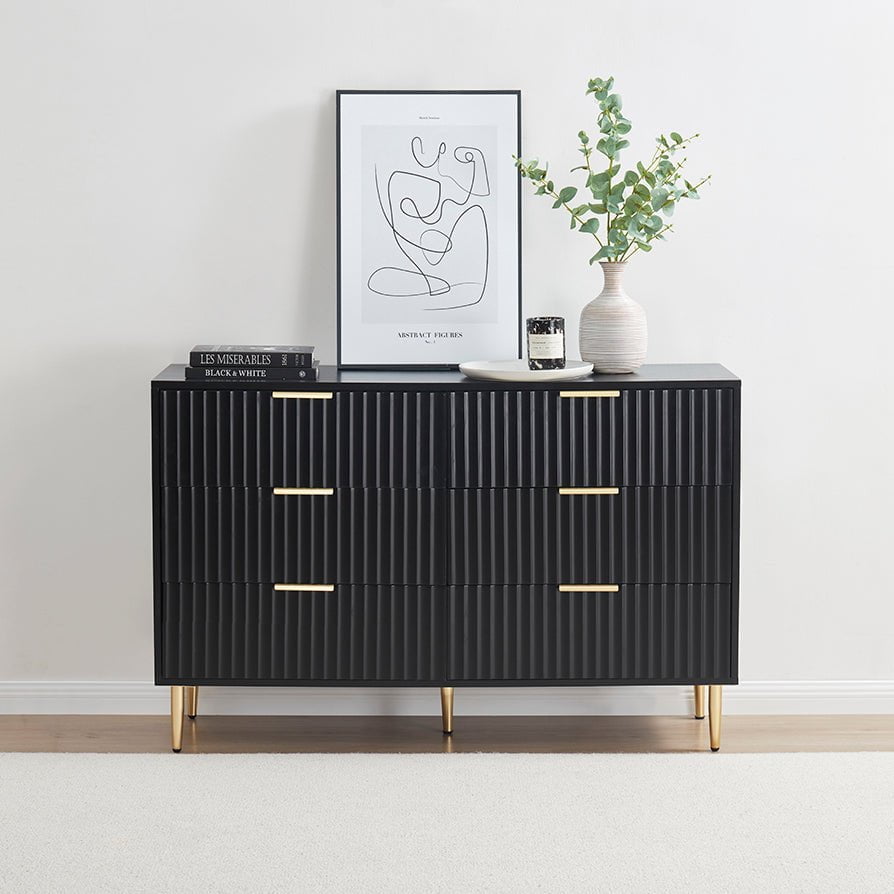 Evie 6 Drawer Chest - Black