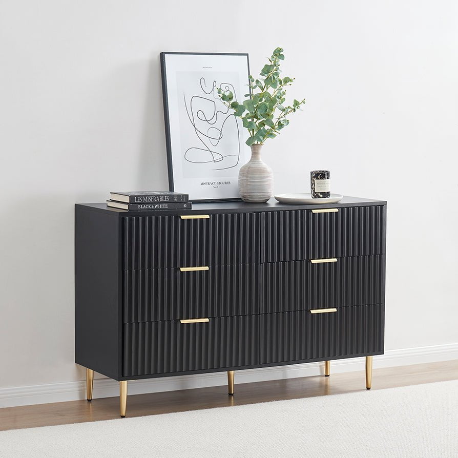 Evie 6 Drawer Chest - Black