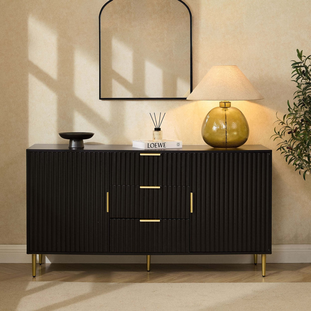 Evie Sideboard with Drawers - Black