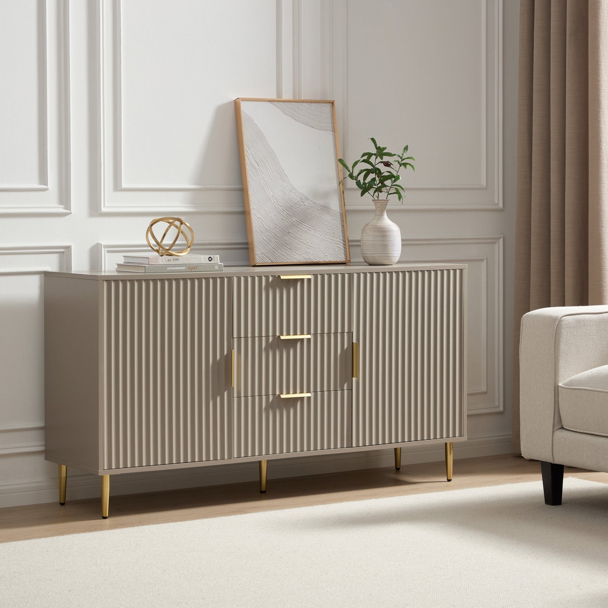 Evie Sideboard with Drawers - Taupe