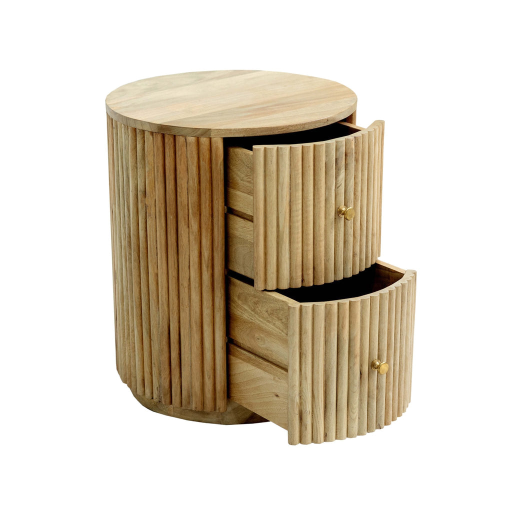 Finley  Mango Wood 2 Drawer Bedside Table - Natural