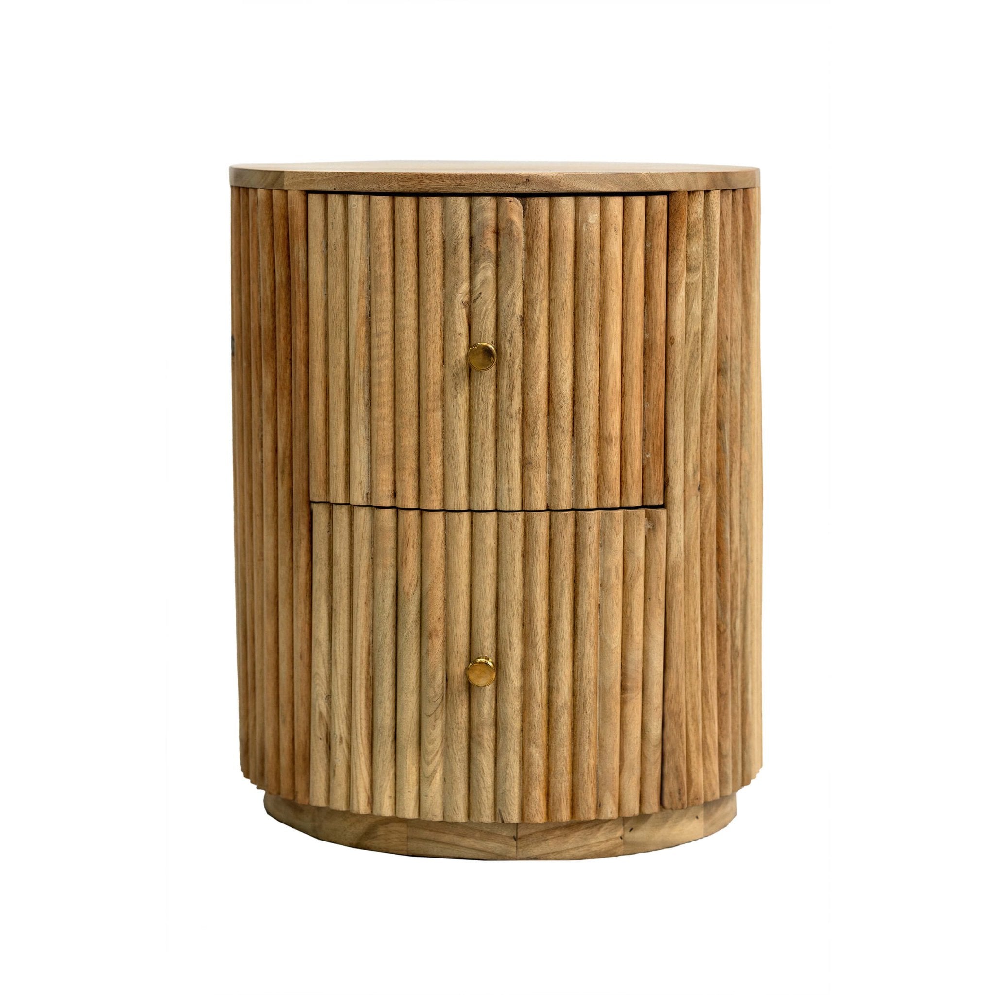 Finley  Mango Wood 2 Drawer Bedside Table - Natural