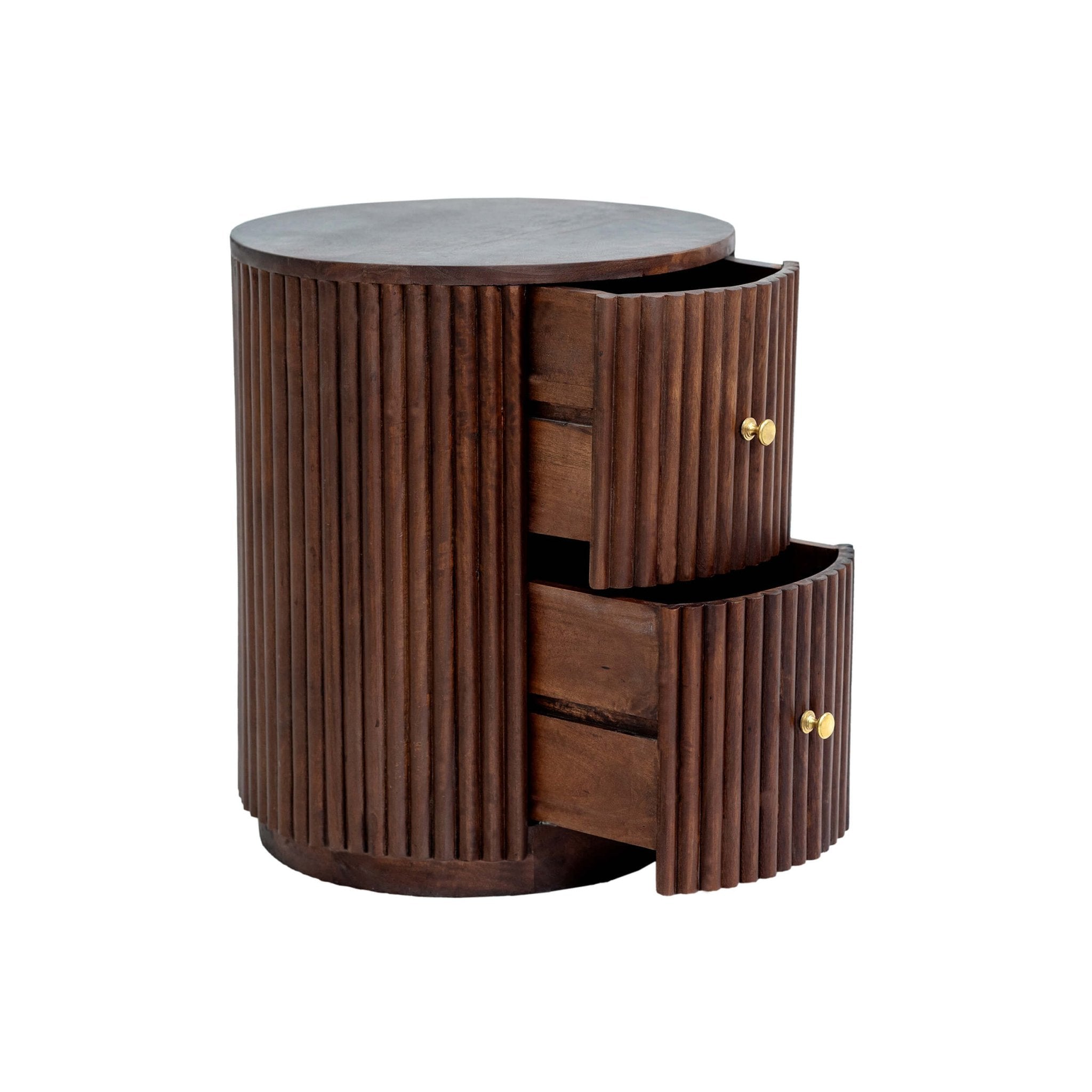 Finley Mango Wood 2 Drawer Bedside Table - Walnut