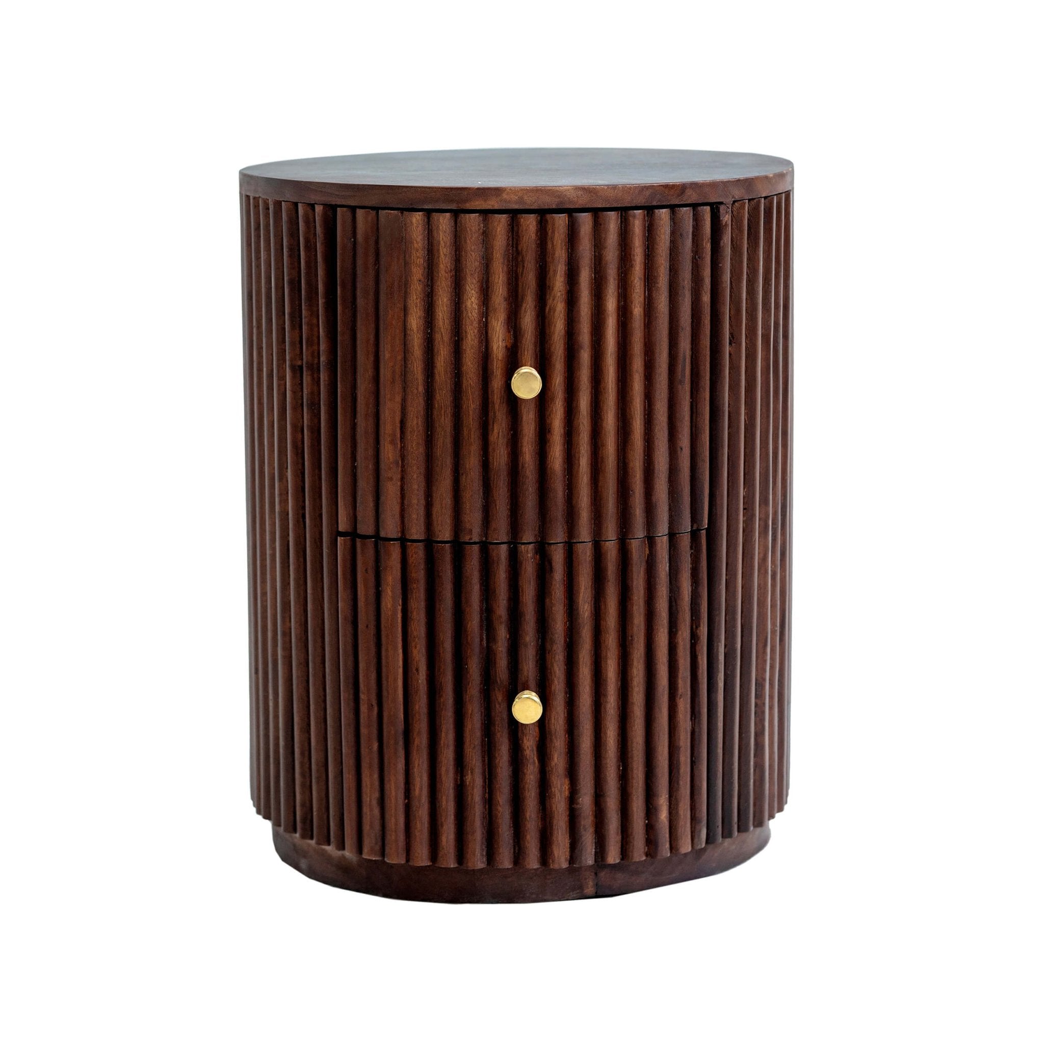 Finley Mango Wood 2 Drawer Bedside Table - Walnut