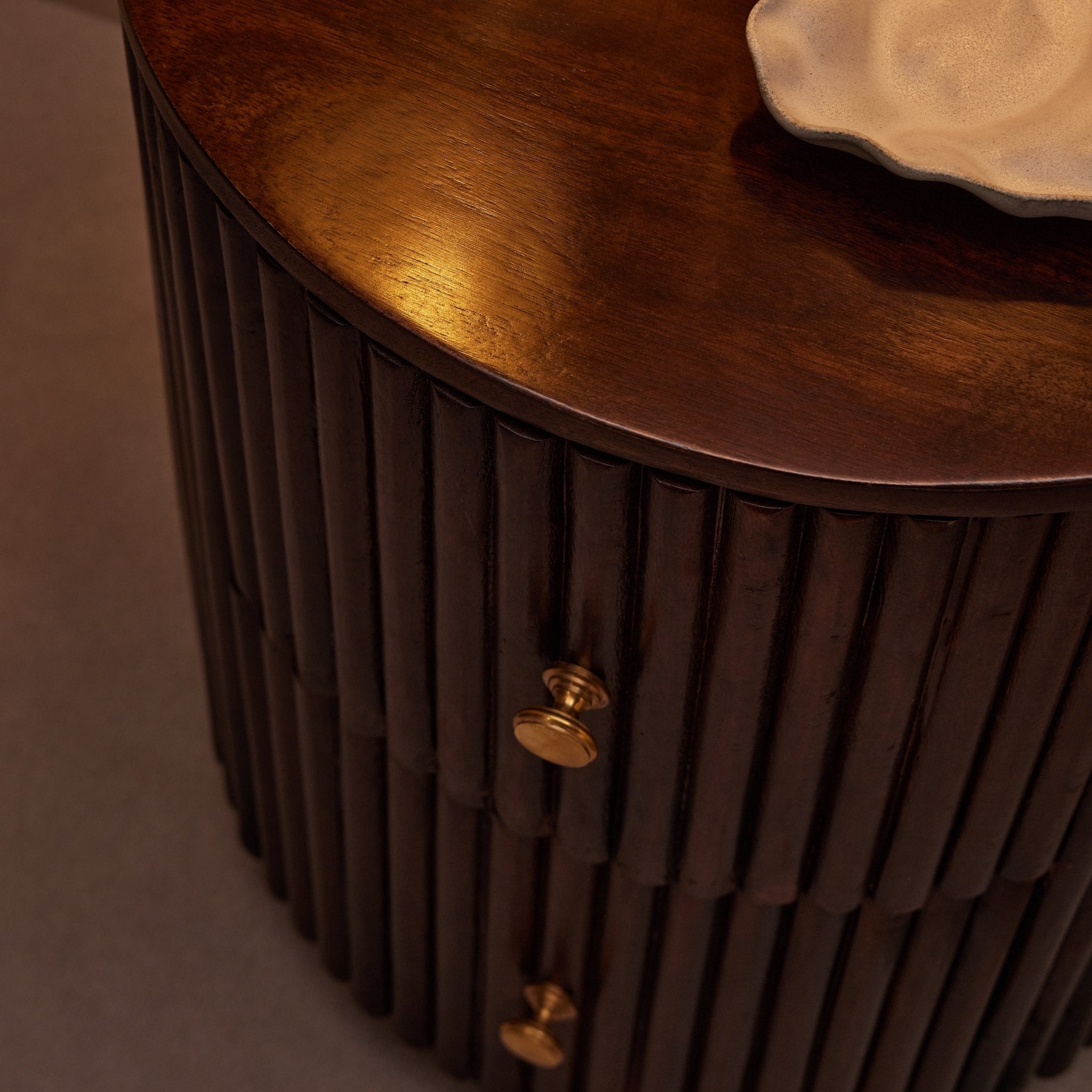 Finley Mango Wood 2 Drawer Bedside Table - Walnut