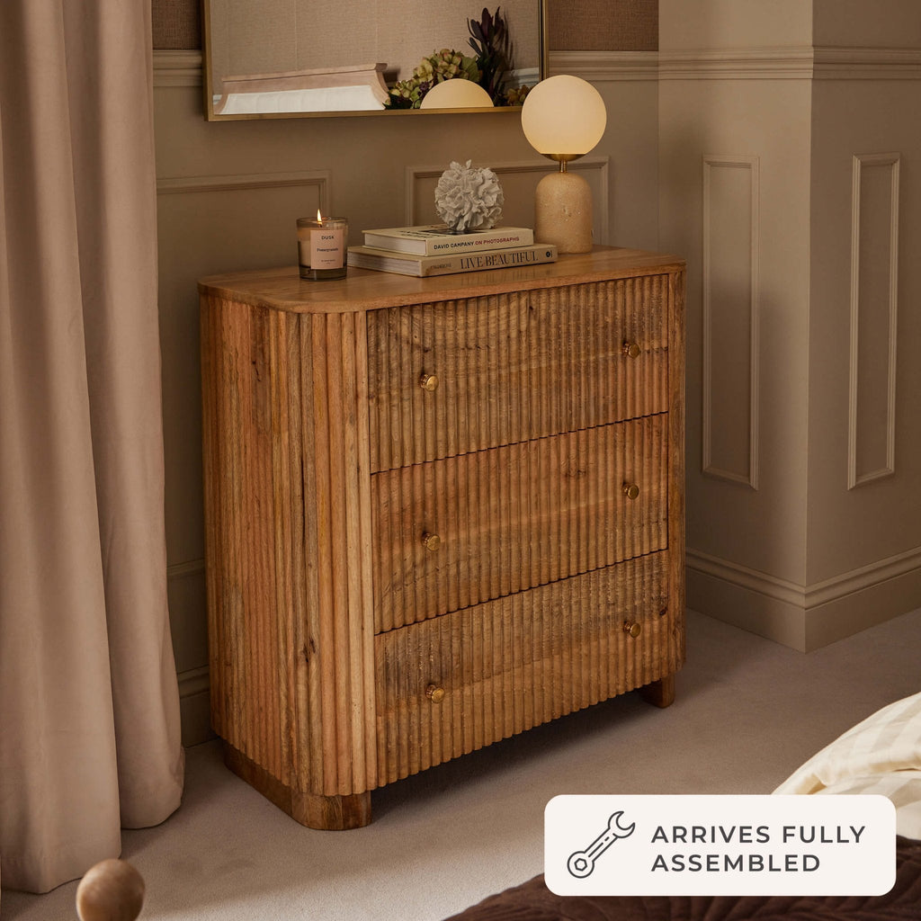 Finley Mango Wood 3 Drawer Chest - Natural