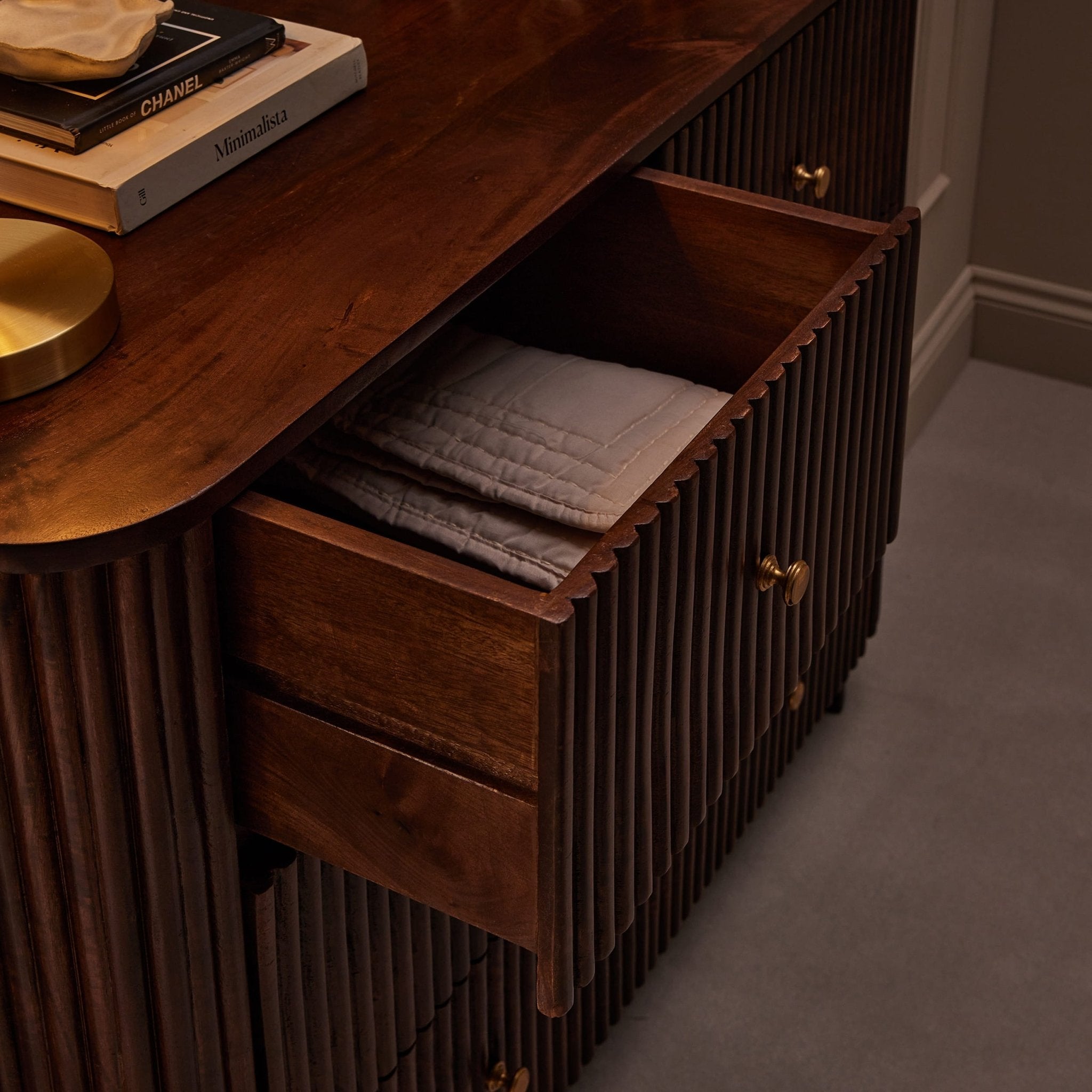 Finley Mango Wood 6 Drawer Chest - Walnut