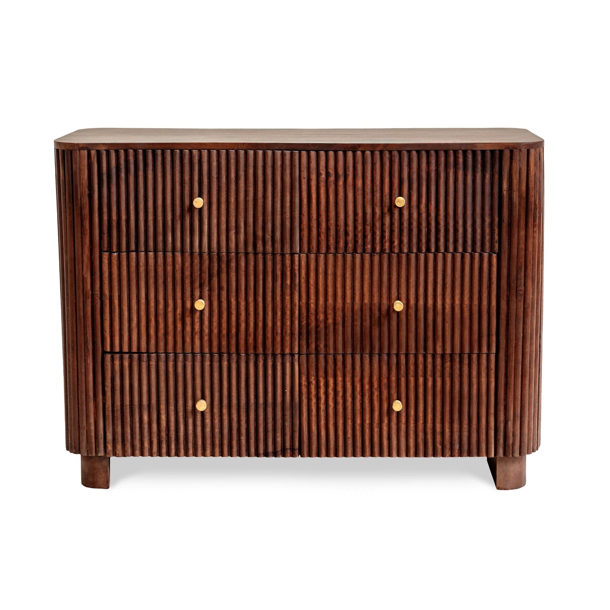 Finley Mango Wood 6 Drawer Chest - Walnut
