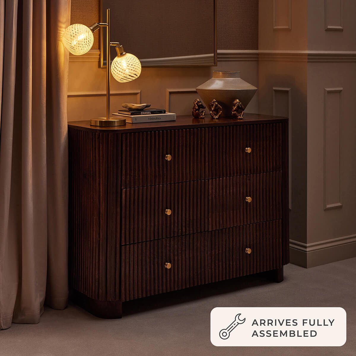 Finley Mango Wood 6 Drawer Chest - Walnut