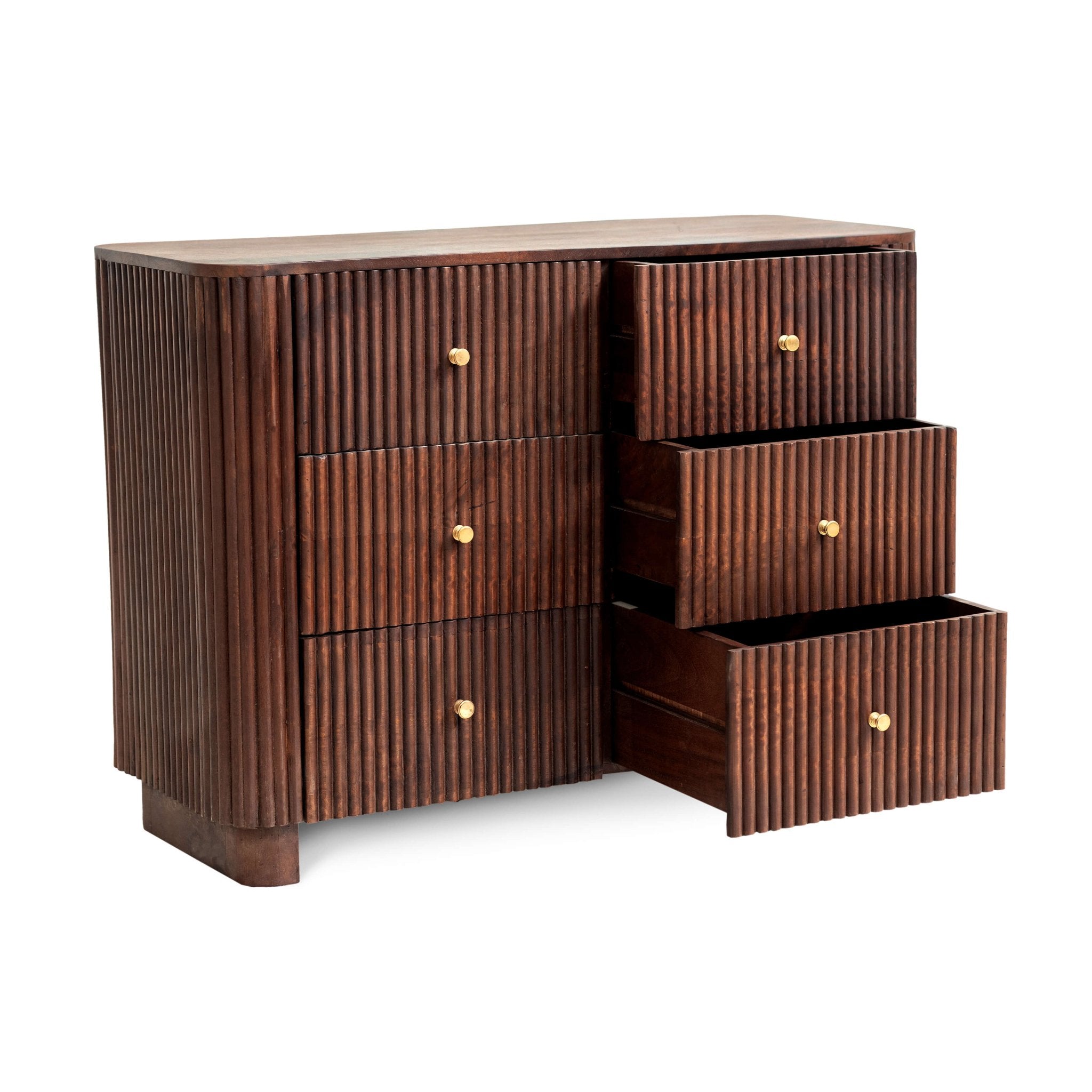 Finley Mango Wood 6 Drawer Chest - Walnut