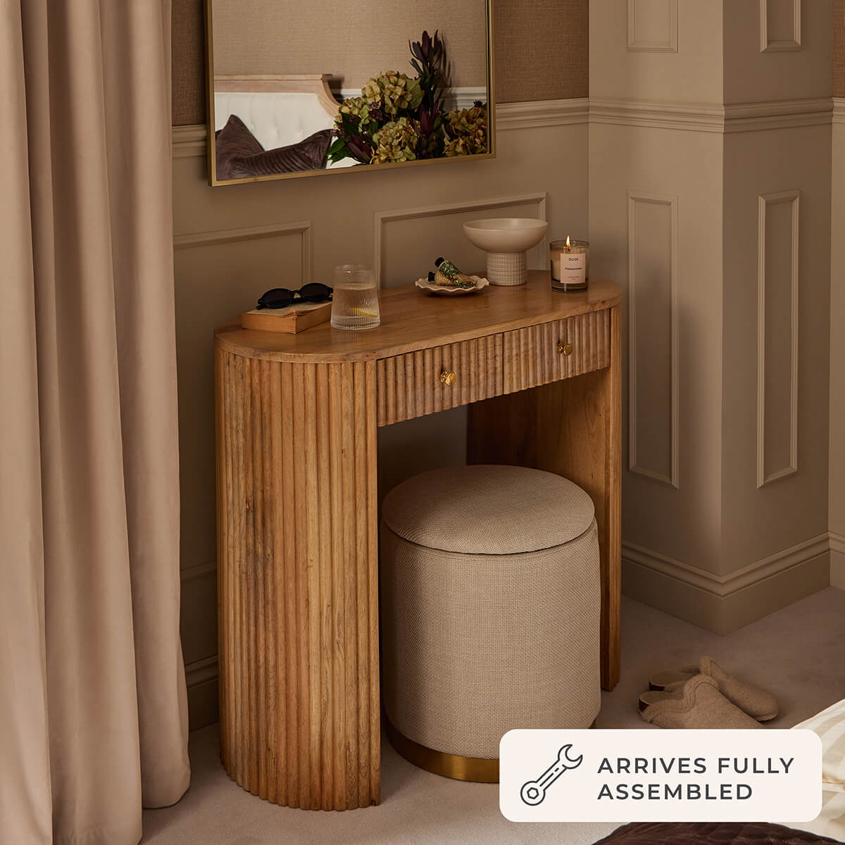 Finley Mango Wood Dressing Table Console - Natural