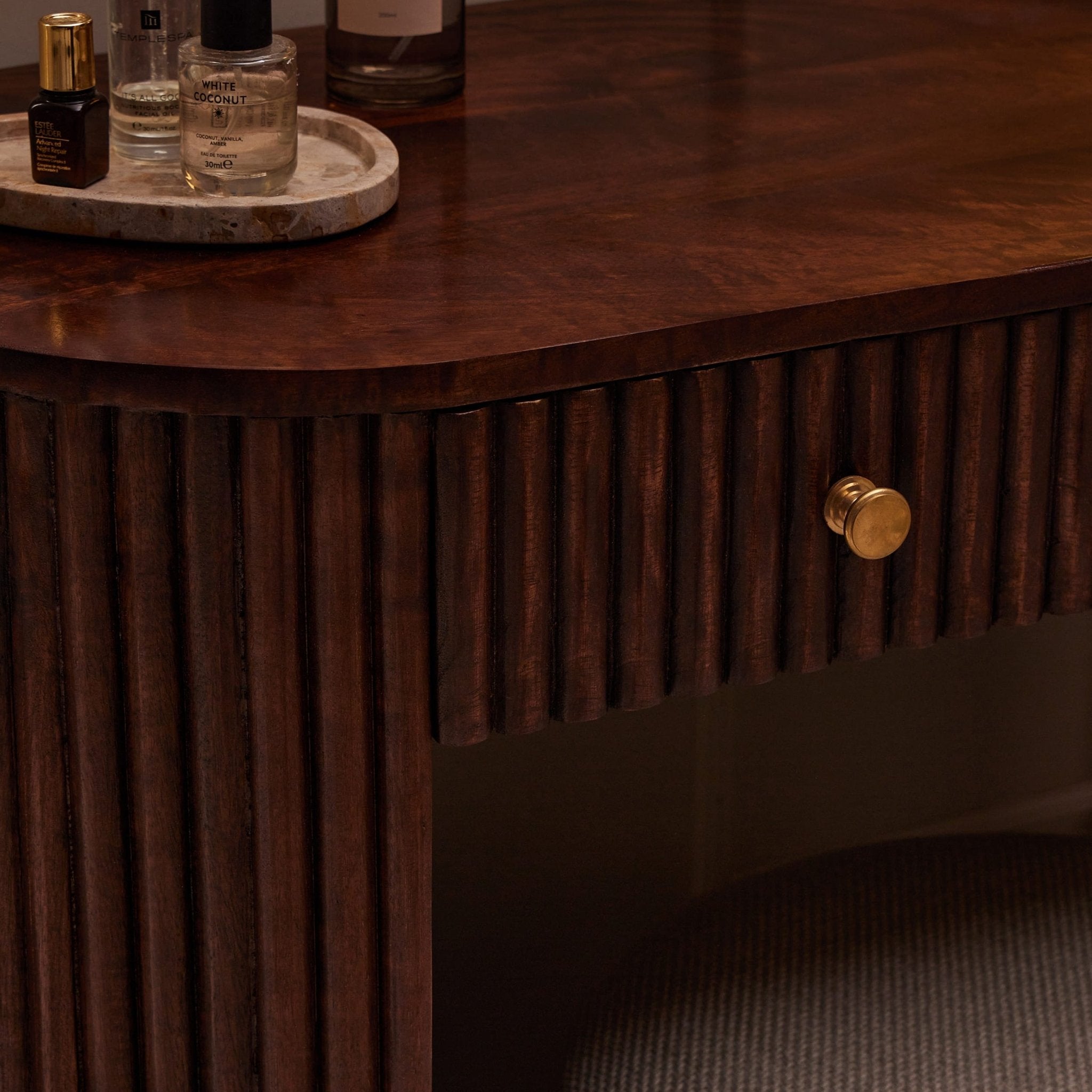 Finley Mango Wood Dressing Table Console - Walnut