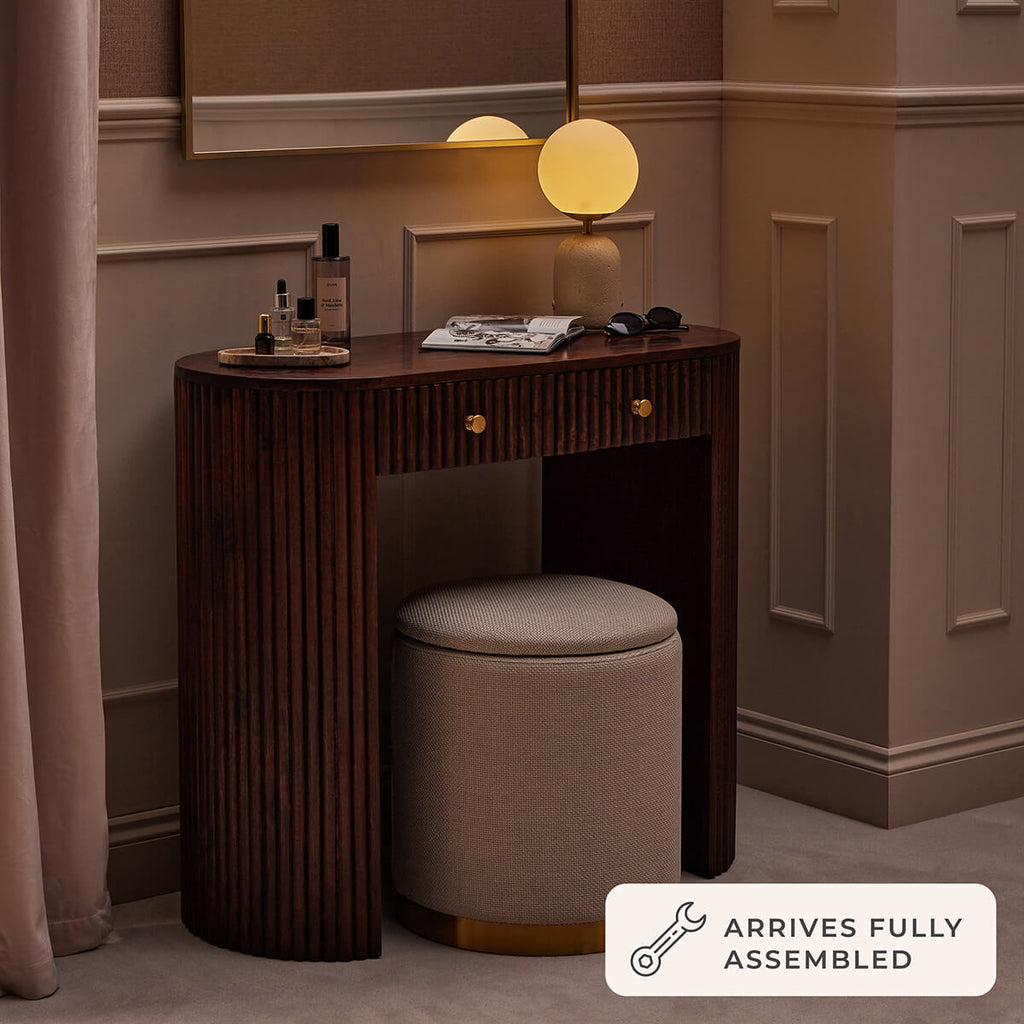 Finley Mango Wood Dressing Table Console - Walnut