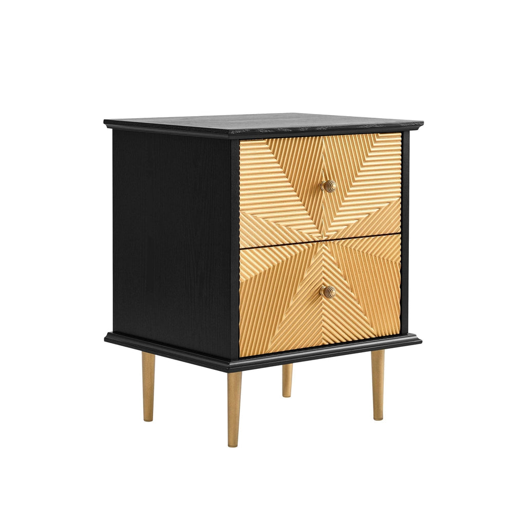 Georgie 2 Drawer Bedside Table - Black/Gold