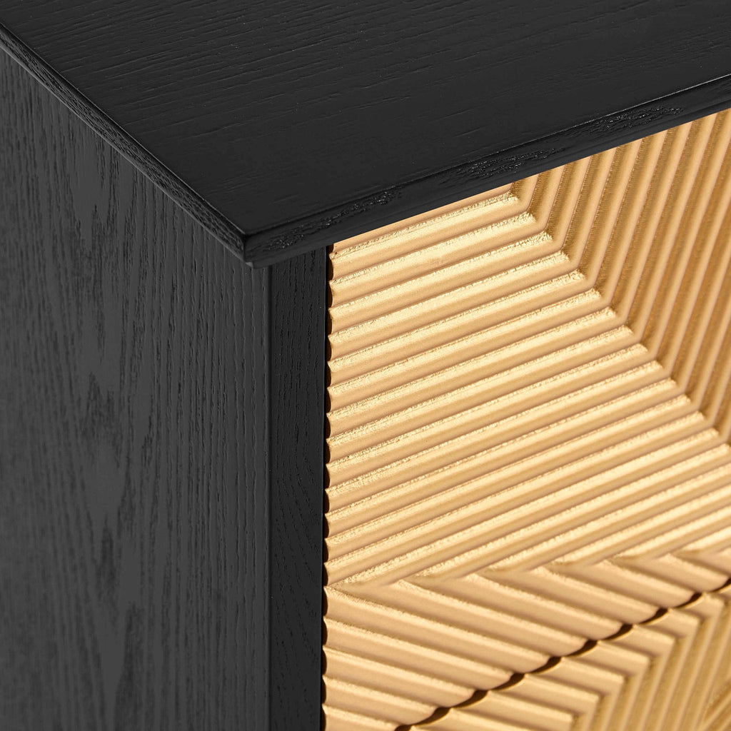 Georgie 2 Drawer Bedside Table - Black/Gold