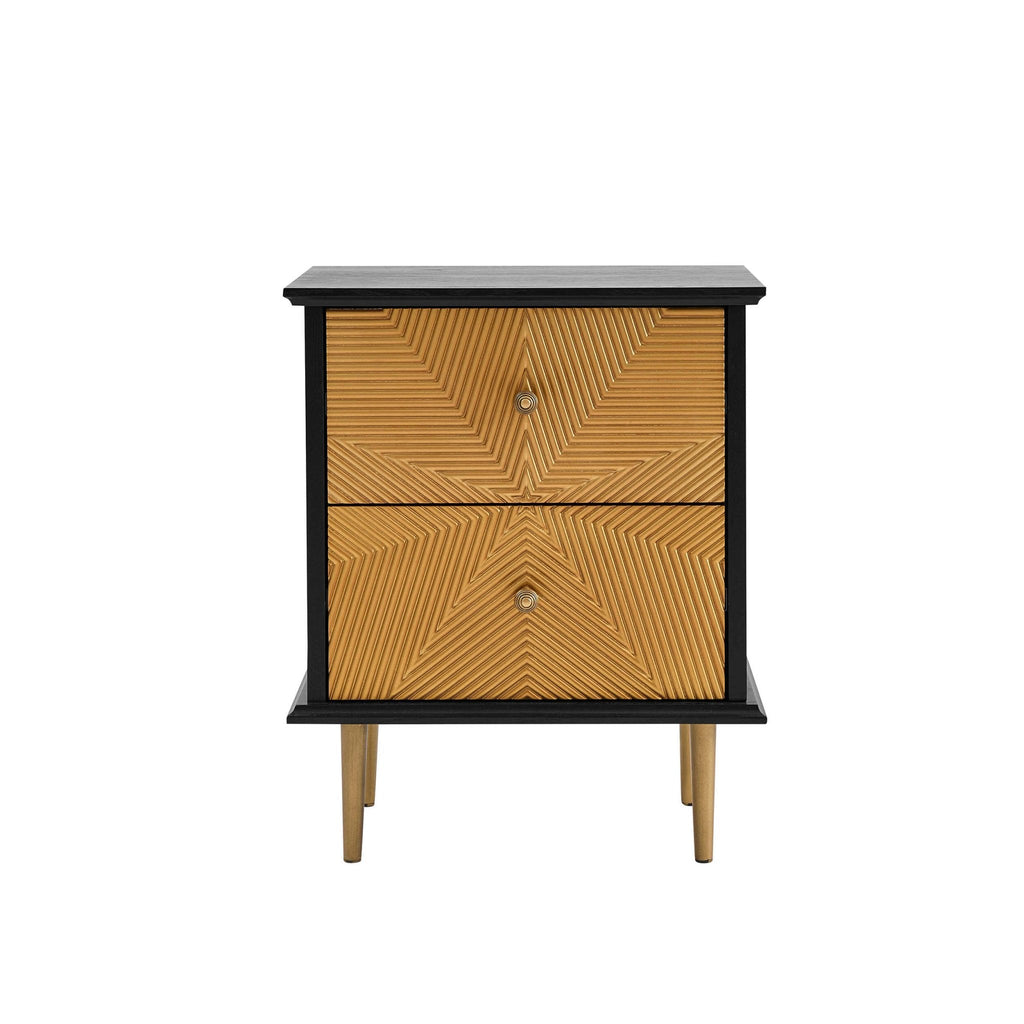 Georgie 2 Drawer Bedside Table - Black/Gold