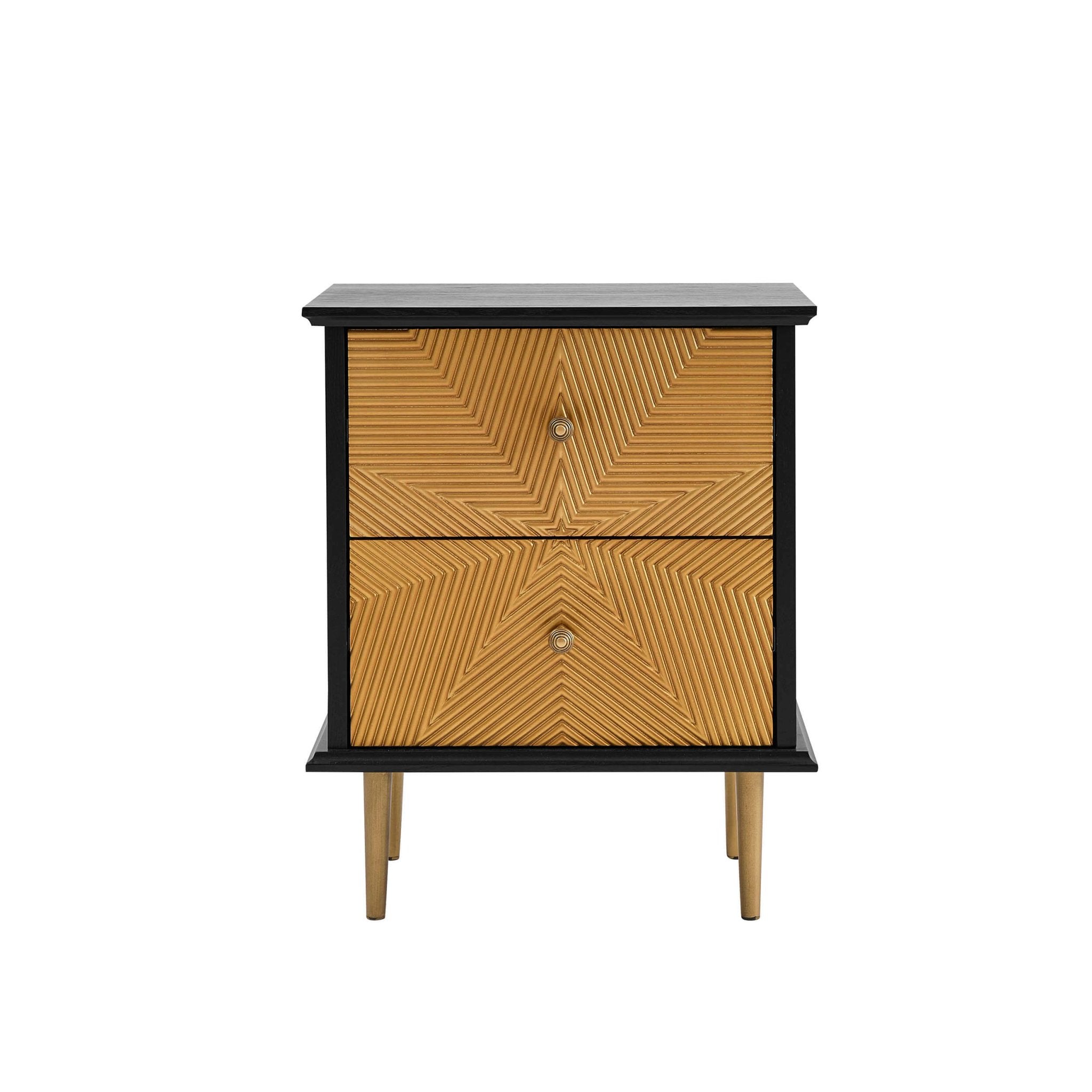 Georgie 2 Drawer Bedside Table - Black/Gold