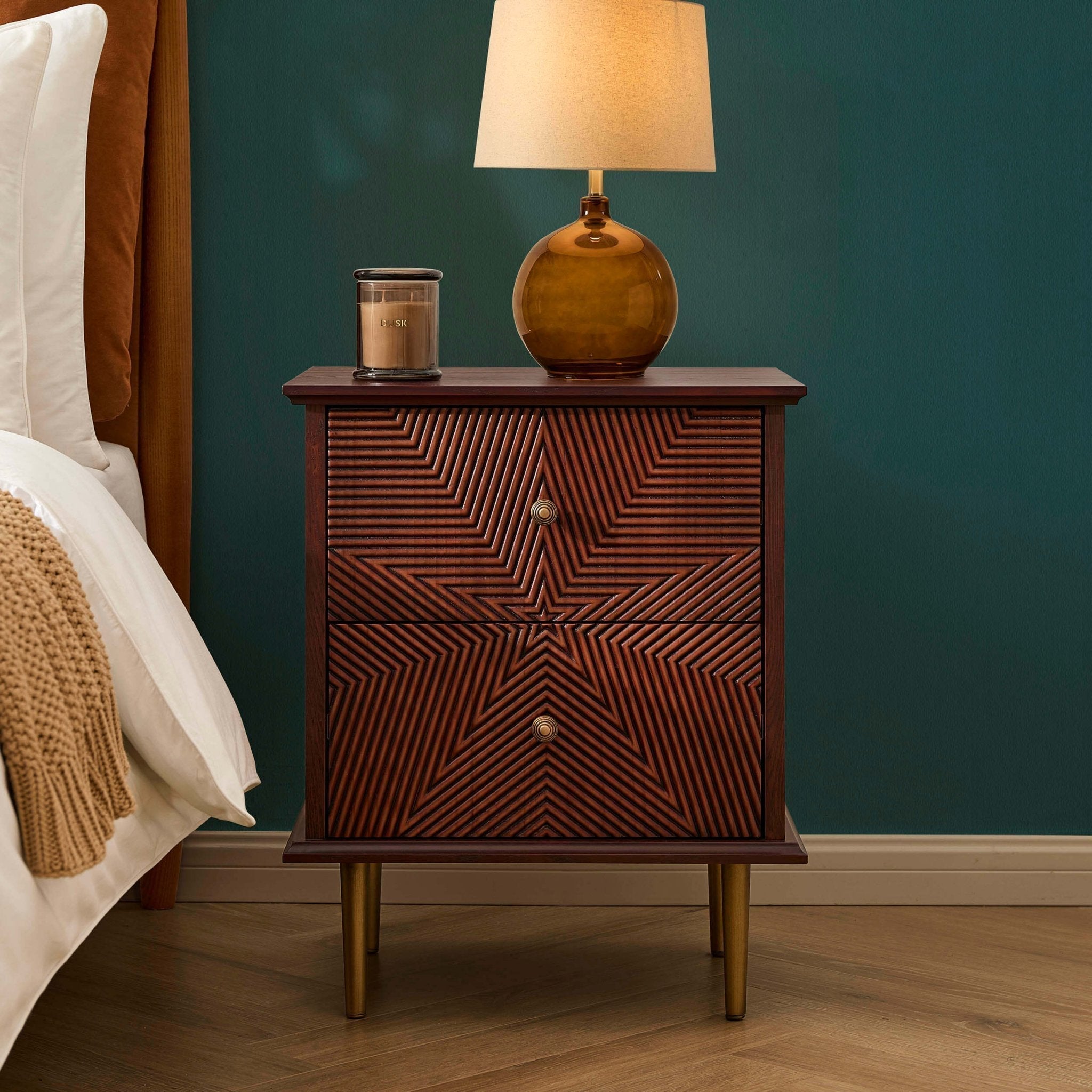 Georgie 2 Drawer Bedside Table - Mahogany