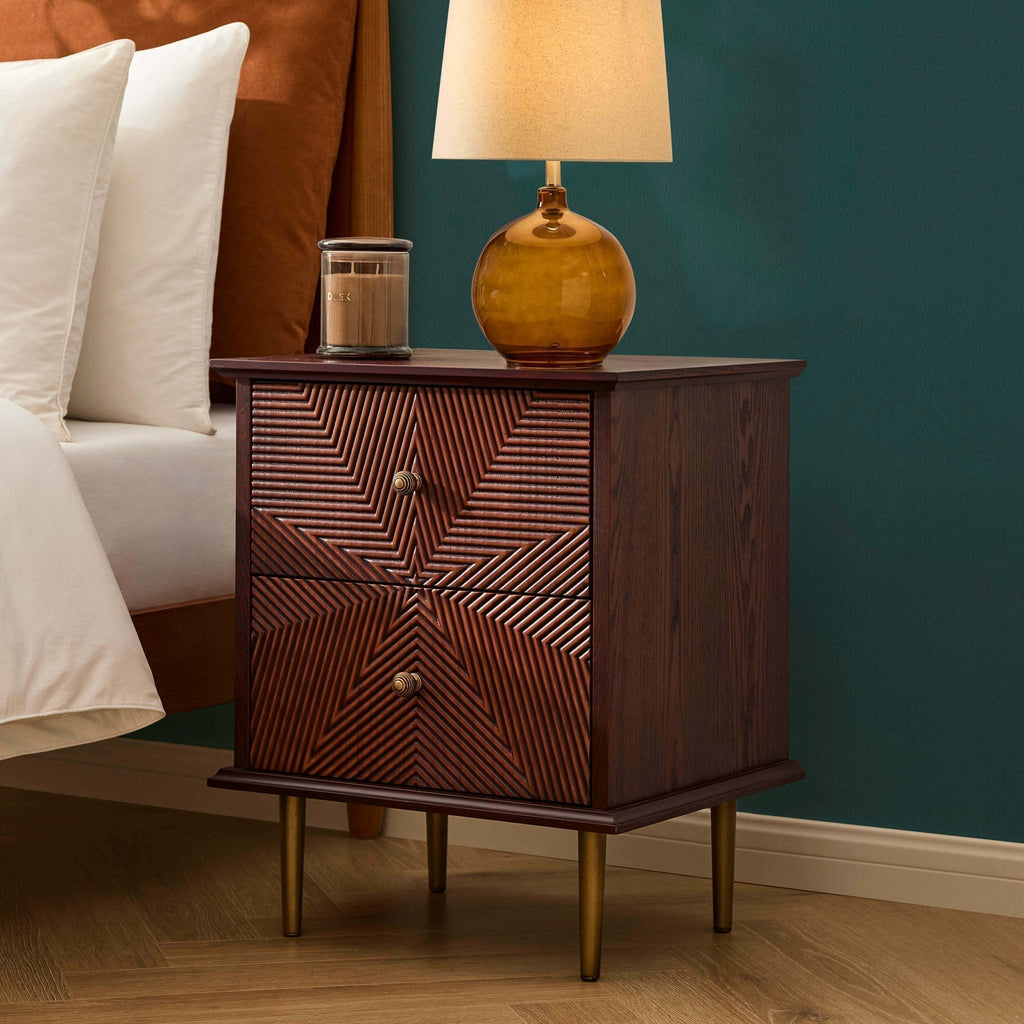Georgie 2 Drawer Bedside Table - Mahogany